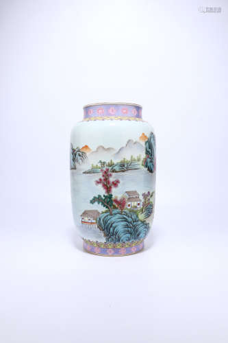 chinese famille rose porcelain lantern shaped vase