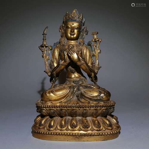 chinese bronze figure of manjusri