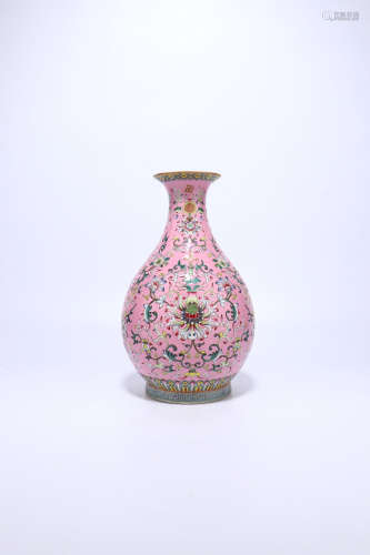 chinese famille rose porcelain pear shaped vase