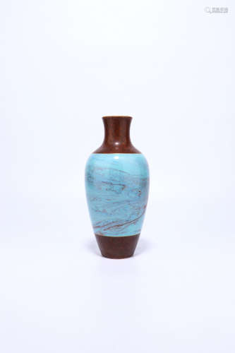 chinese faux wood glazed bottle vase
