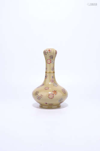 chinese famille rose porcelain garlic-head vase