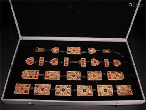 A Set of Chinese Gilt Silver Crafts
