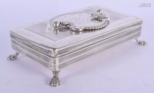 AN ANTIQUE RECTANGULAR SILVER BOX. 177 grams. 12 cm x 7