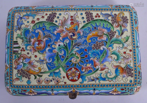 A CONTINENTAL SILVER AND ENAMEL CIGARETTE BOX. 346