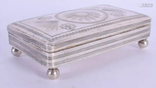 AN ANTIQUE RECTANGULAR SILVER BOX. 144 GRAMS. 13 cm x 8