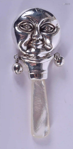 A SILVER BABIES RATTLE. 7.25 cm long.