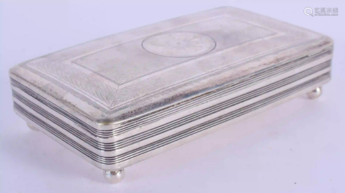 AN ANTIQUE RECTANGULAR SILVER BOX. 168 grams. 12.5 cm x