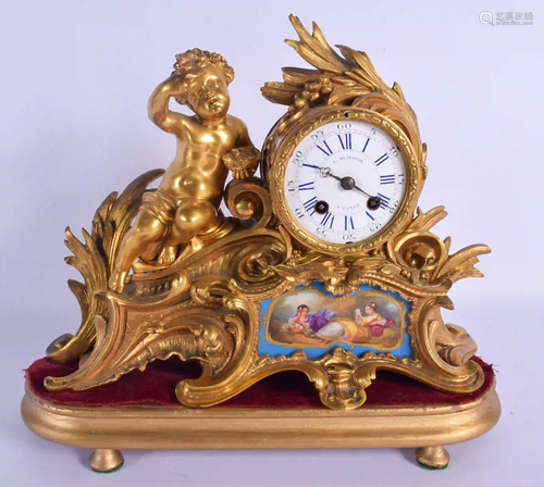 A 19TH CENTURY FRENCH GILT BRONZE AND SEVRES PORCELAIN