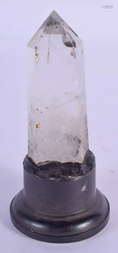 A CARVED ROCK CRYSTAL PRISM. 9 cm high.