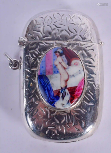 A SILVER EROTIC VESTA CASE. 29 grams. 5.5 cm x 3.5 cm.