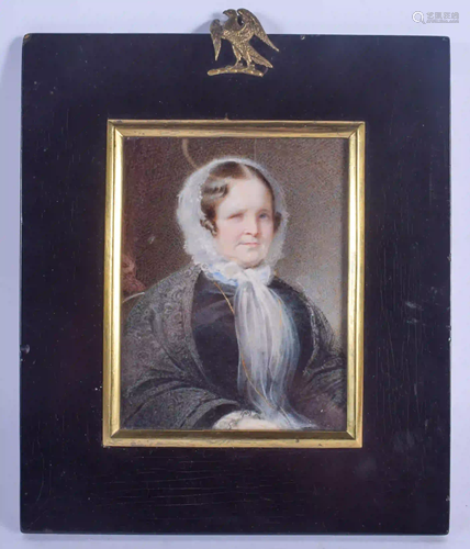 A LARGE ANTIQUE PAINTED BONE PORTRAIT MINIATURE. Image