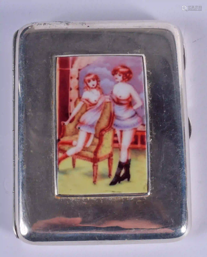 A SILVER EROTIC CASE. London 1914. 88 grams. 8 cm x 6