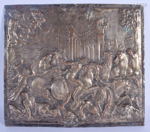 A LARGE ANTIQUE PLATED COPPER RENAISSANCE STYLE PLAQUE.