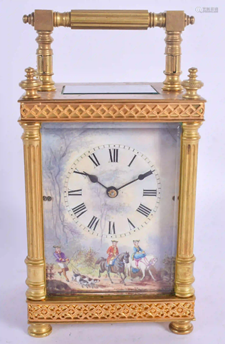 A RARE 19TH CENTURY FRENCH BRASS CARRIAGE CLOCK p…