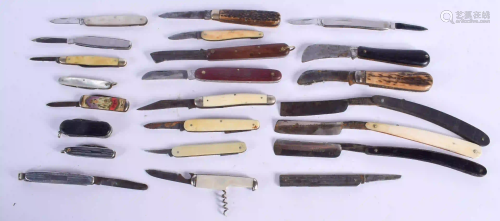 A COLLECTION OF VINTAGE KNIVES AND RAZORS. (qty)