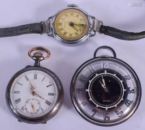 AN UNUSUAL VINTAGE OPENWORK POCKET WATCH togeth…