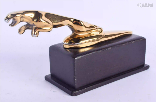 A GOLD PLATED JAGUAR CAR MASCOT. 17 cm wide.