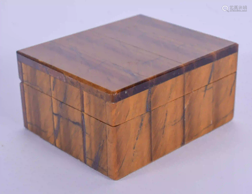 AN ART DECO TIGERS EYE BOX. 6.5 cm x 5 cm.