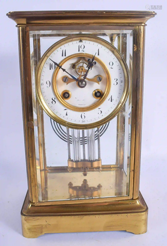 AN ANTIQUE FRENCH GLASS REGULATOR MANEL CLOCK retailed