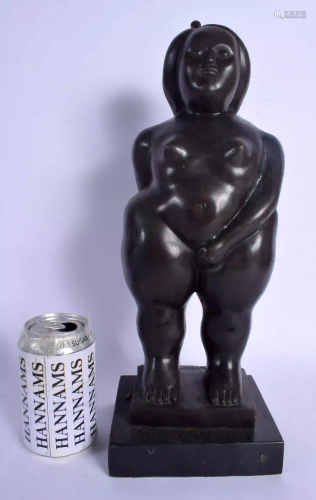 A LARGE CONTEMPORARY BRONZE FIGURE OF A CHUBBY GIRL.