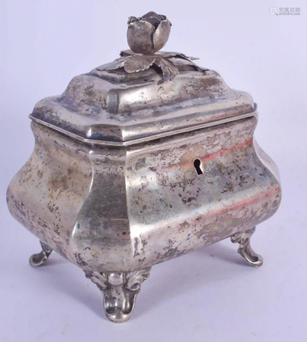 A 19TH CENTURY CONTINENTAL SILVER TEA CADDY …