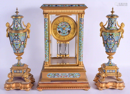 A LARGE 19TH CENTURY FRENCH CHAMPLEVE ENAMEL AND …