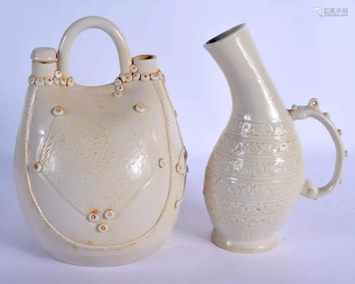 TWO CHINESE WHITE GLAZED PORCELAIN VESSELS 20th