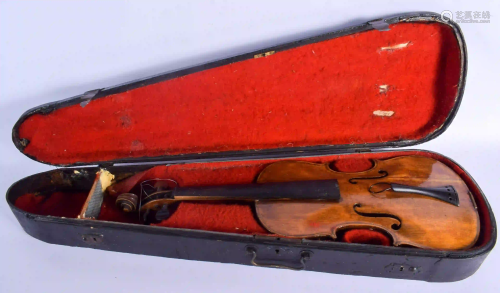 A TWO PIECE BACK VIOLIN. 57 cm long.