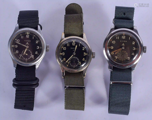 A SET OF THREE MILITARY DIRTY DOZEN STEEL WRISTWATCHES