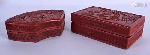 TWO 19TH CENTURY CHINESE CINNABAR LACQUER BOXES AND