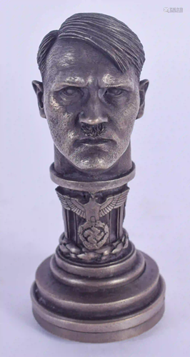 A CONTEMPORARY SILVERED BRONZE SEAL. 8 cm high.