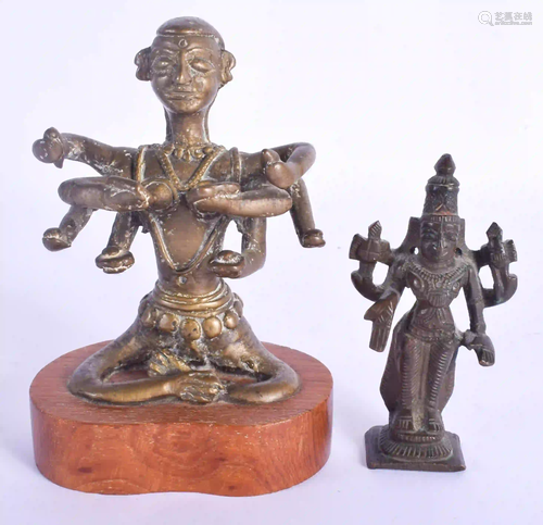 TWO 19TH CENTURY INDIAN HINDU BRONZE BUDDHIST FIGURES.