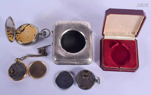 AN ANTIQUE SILVER CASED DESK CLOCK together with a Dan