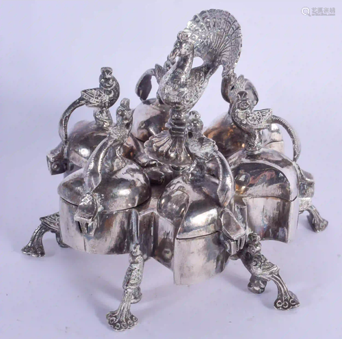 A RARE 19TH CENTURY INDIAN SILVER PANDAN SPICE BOX