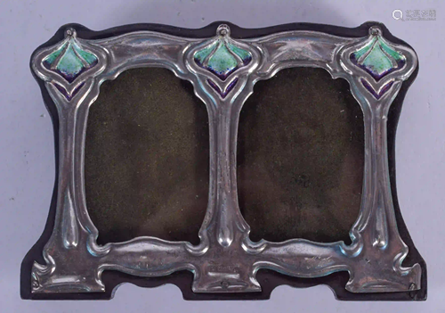 AN ART NOUVEAU STYLE SILVER AND ENAMEL PHOTOGRAPH