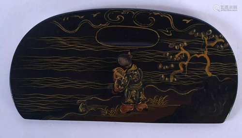 A 19TH CENTURY JAPANESE MEIJI PERIOD BLACK LACQUER DISH