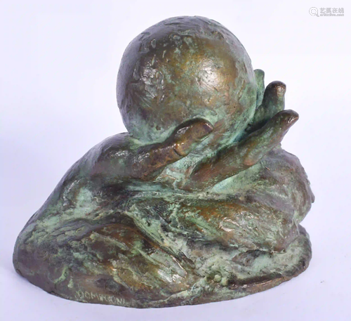 AN UNUSUAL MID CENTURY CONTINENTAL BRONZE FIGURE OF A