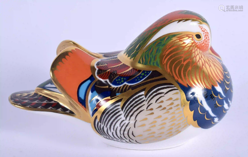 Royal Crown Derby paperweight Mandarin Duck. 13cm wide.