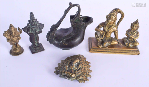 AN EARLY INDIAN BRONZE EWER together with other hindu