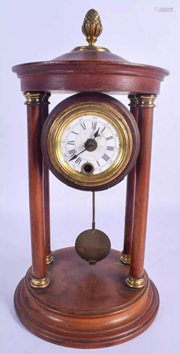 AN ANTIQUE MAHOGANY MANTEL CLOCK of architectural form,