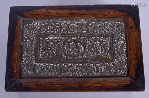 AN ANTIQUE INDIAN SILVER MOUNTED HARDWOOD BOX. 268