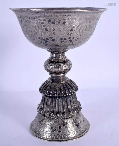 A 19TH CENTURY CHINESE TIBETAN SILVER STEM FORM