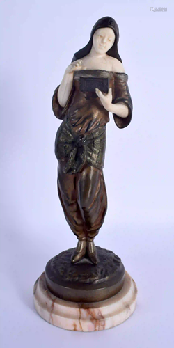 French School (C1920) R Richard, Bronze and bone.