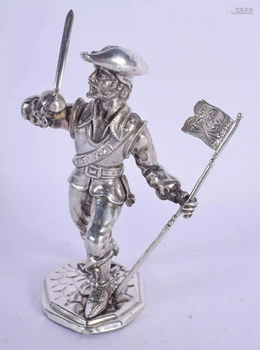 AN UNUSUAL EARLY 20TH CENTURY CONTINENTAL SILVER FIG…