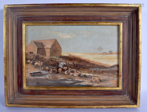 European School (C1980) Oil on board, roaming sheep.