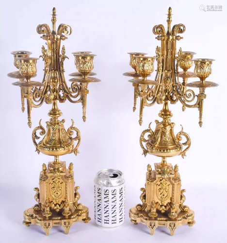 A PAIR OF 19TH CENTURY FRENCH BRONZE CANDLESTICKS