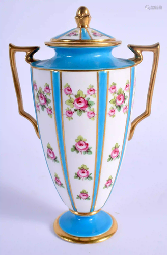 A LATE 19/ EARLY 20TH C. MINTON TWO HANDLED VASE AND