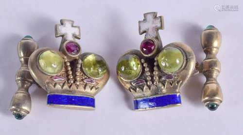 A PAIR OF CONTINENTAL SILVER AND ENAMEL JEWELLED