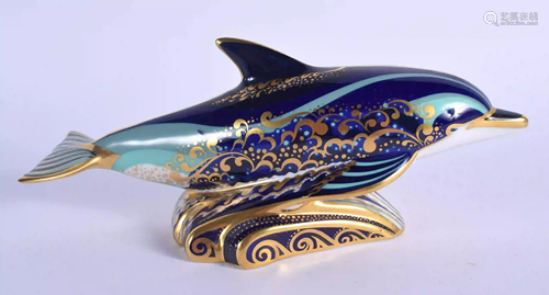 Royal Crown Derby paperweight Bottle Nose Dolphin. 19cm