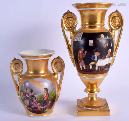 A LARGE EARLY 19TH CENTURY FRENCH PARIS PORCELAIN VASE